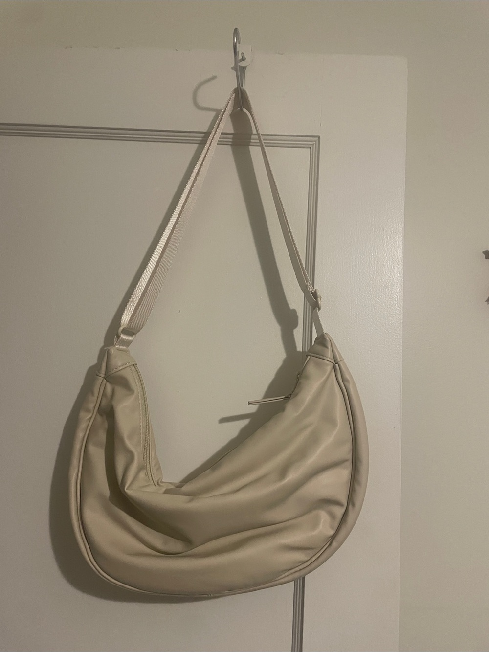 Uniqlo Light Cream Crescent Pleather Shoulder Hobo